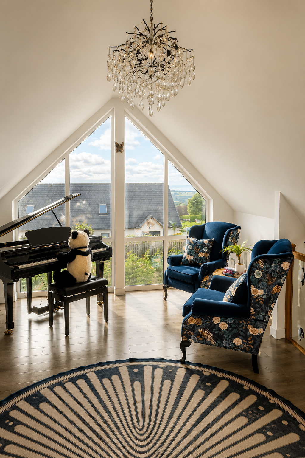 The wingback armchairs by the piano at home, the subject of The Story of the Chairs