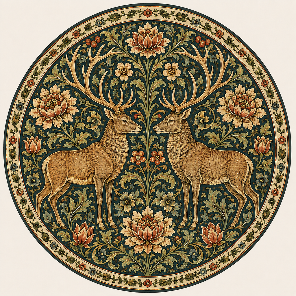 Highland Stag engraved jesmonite coasters, William Morris style print, Highland farmhouse gift, Croft & Cleo