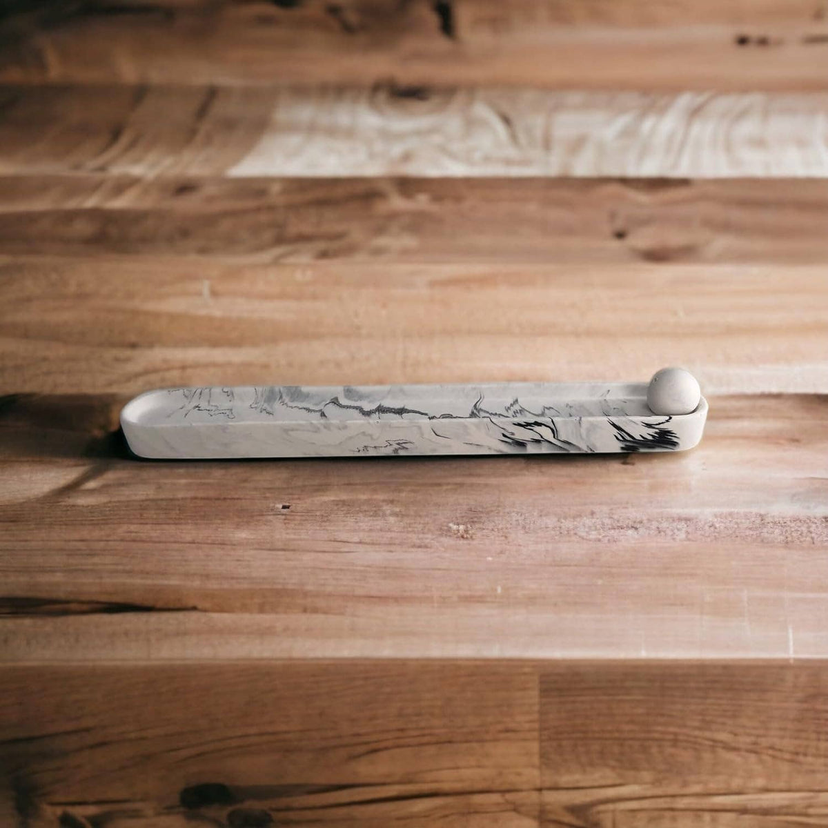 Jesmonite White & Grey Marble Incense Holder – close-up detail, Croft & Cleo