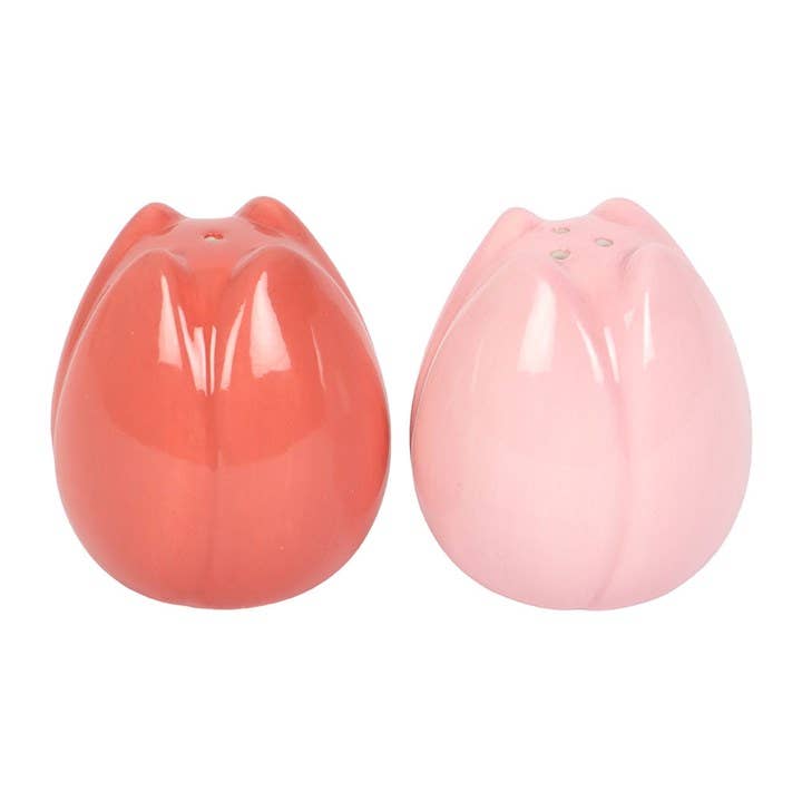 Ceramic tulip bud salt and pepper set on kitchen table, Croft & Cleo