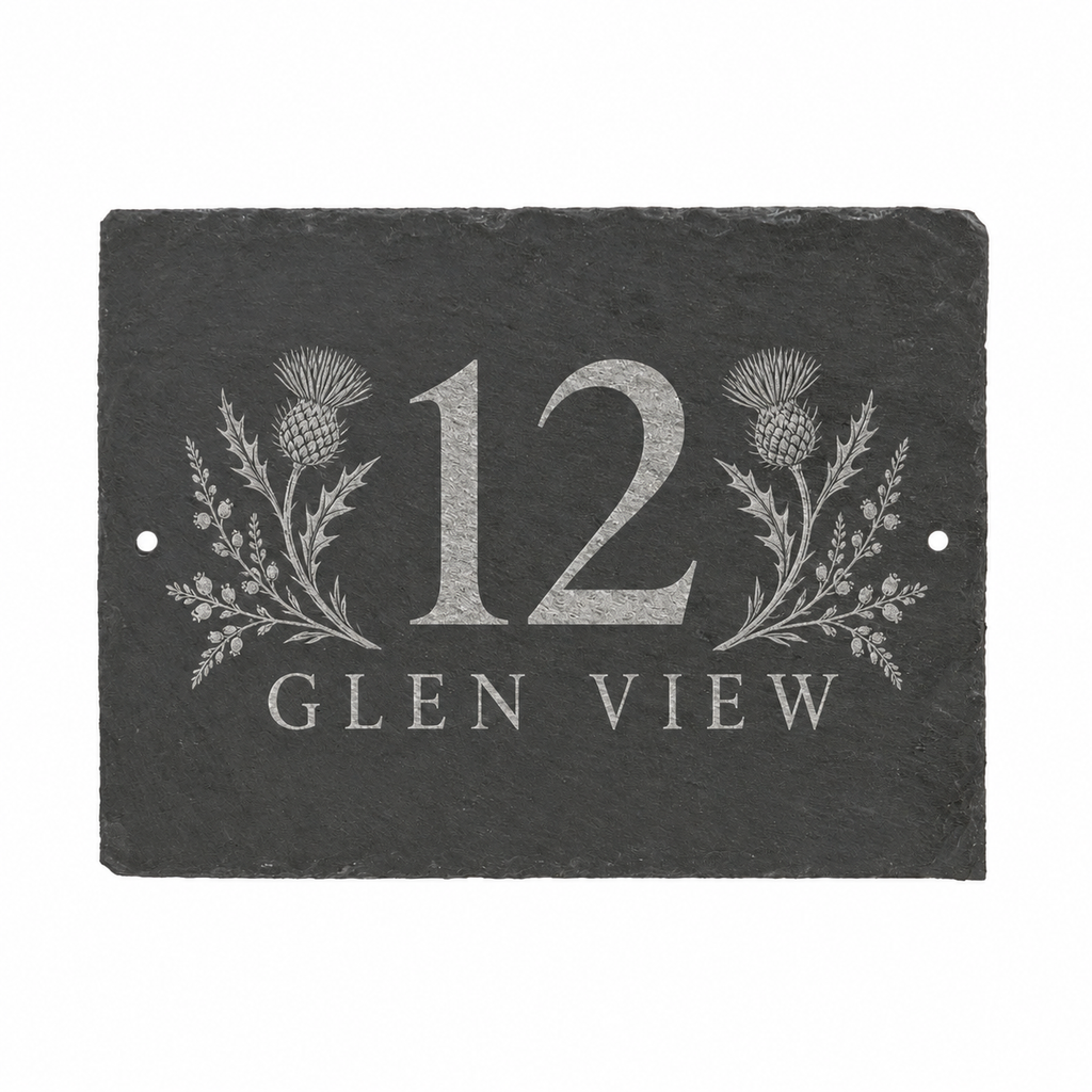 Personalised Slate House Sign or Wall Plaque, 20 x 15cm, Engraved Custom Address Sign, Housewarming Gift