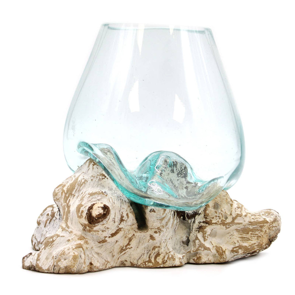 Molten Glass on Whitewash Wood — Large Bowl