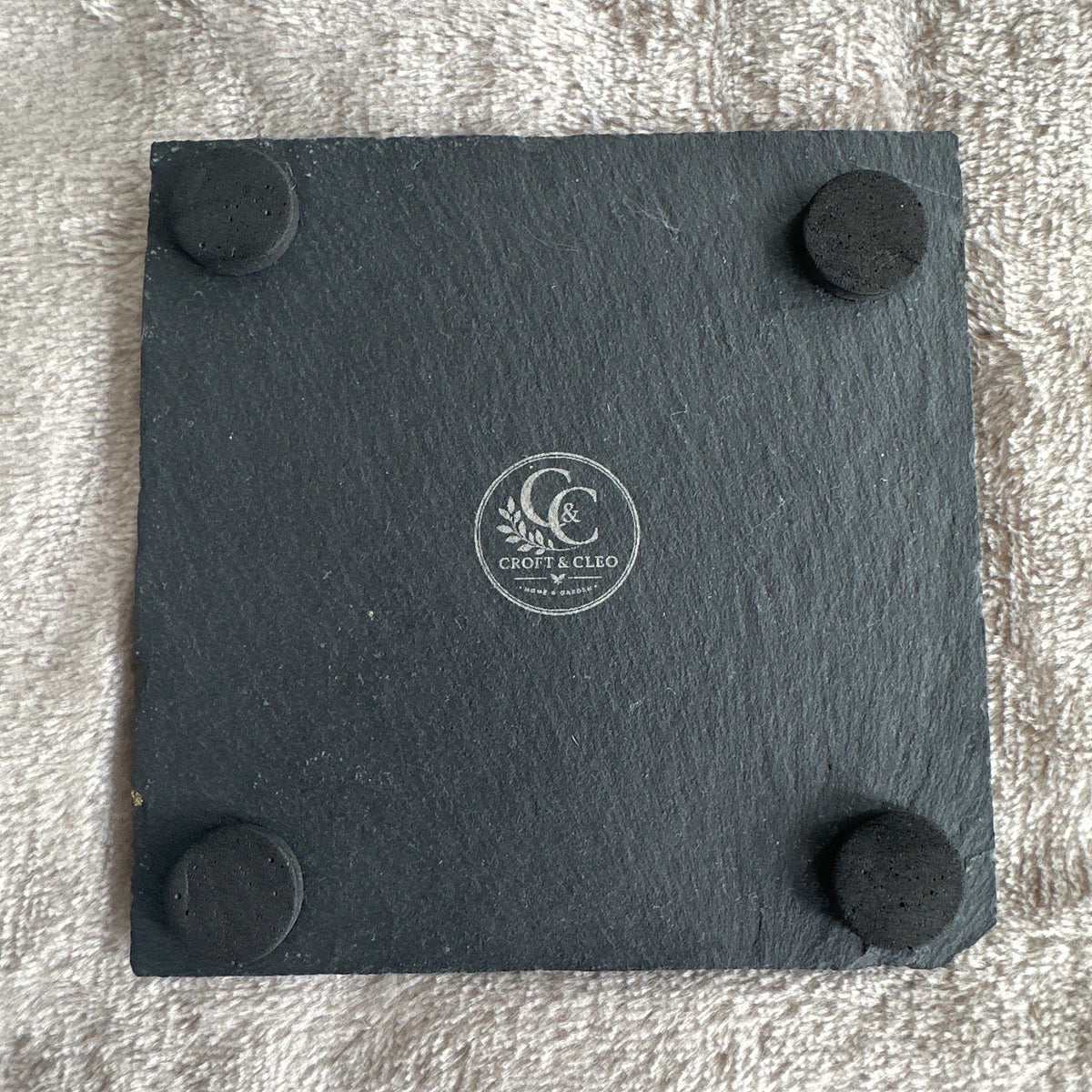 Highland Farmhouse Gift Basenji Dog Slate Coasters – styled lifestyle photo, Croft & Cleo