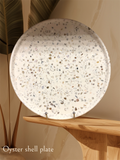 Large jesmonite circle tray with shell inlay, Croft & Cleo