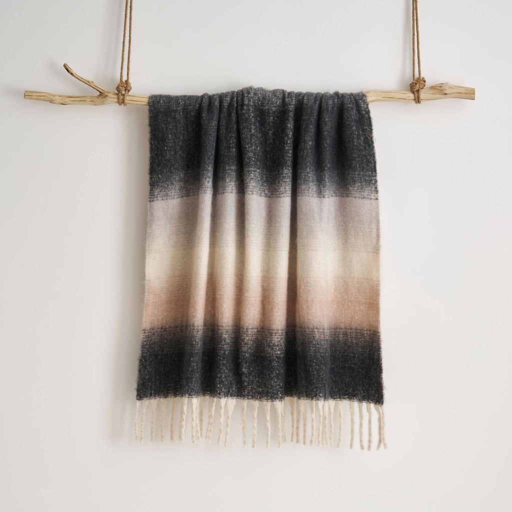 Highland Mist Ombre Throw in Charcoal, folded neatly, Croft & Cleo