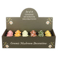 Set of 18 Ceramic Mushroom Decorations in Display