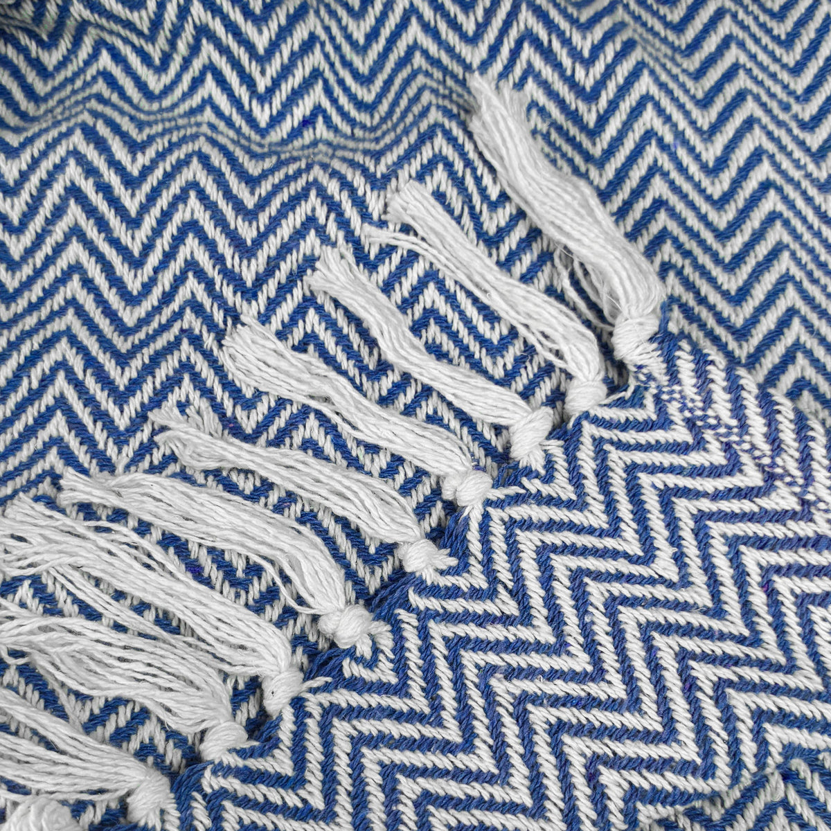 Moorland Herringbone Cotton Throw in Moss, folded neatly, Croft & Cleo