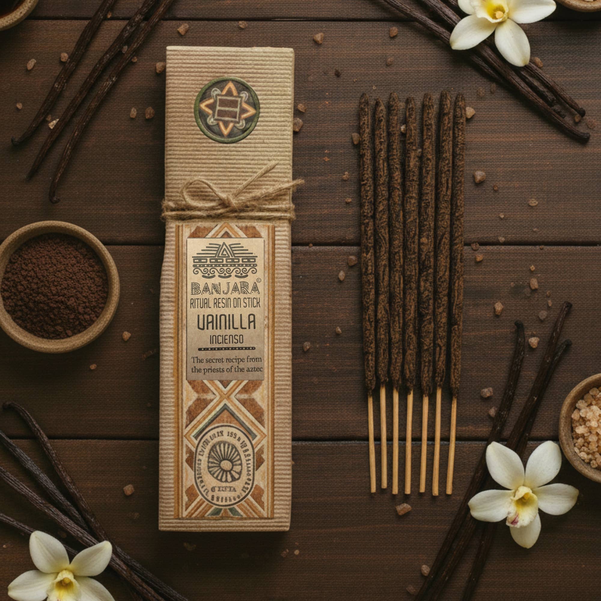 Four varieties of ritual resin incense sticks — Sandalwood Lavender Vanilla Yagra, Croft & Cleo