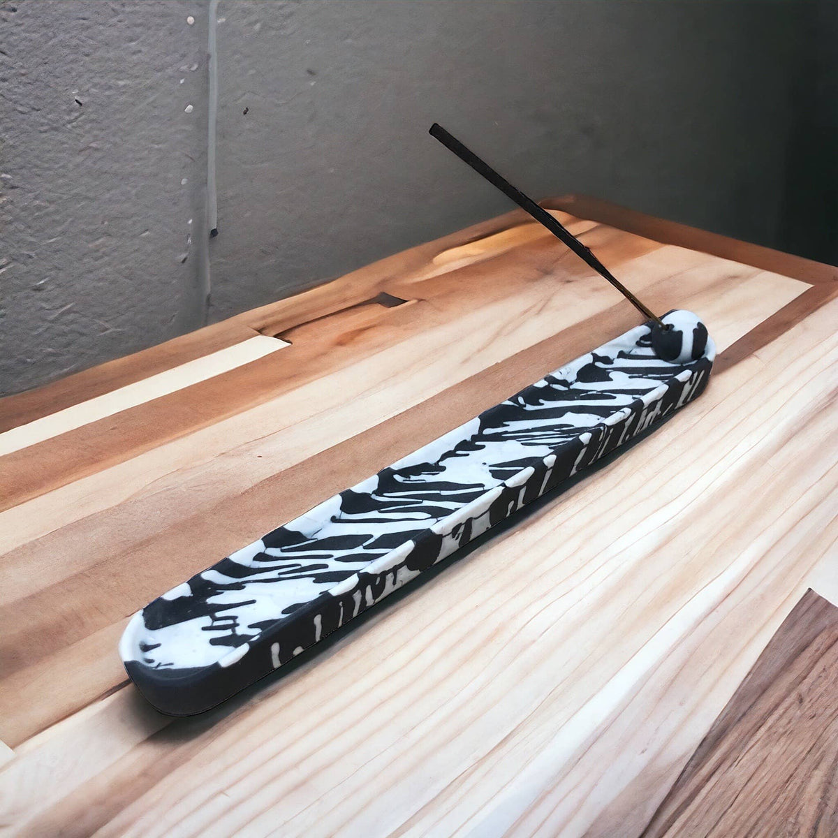 Black & White Splatter jesmonite incense holder, Croft & Cleo