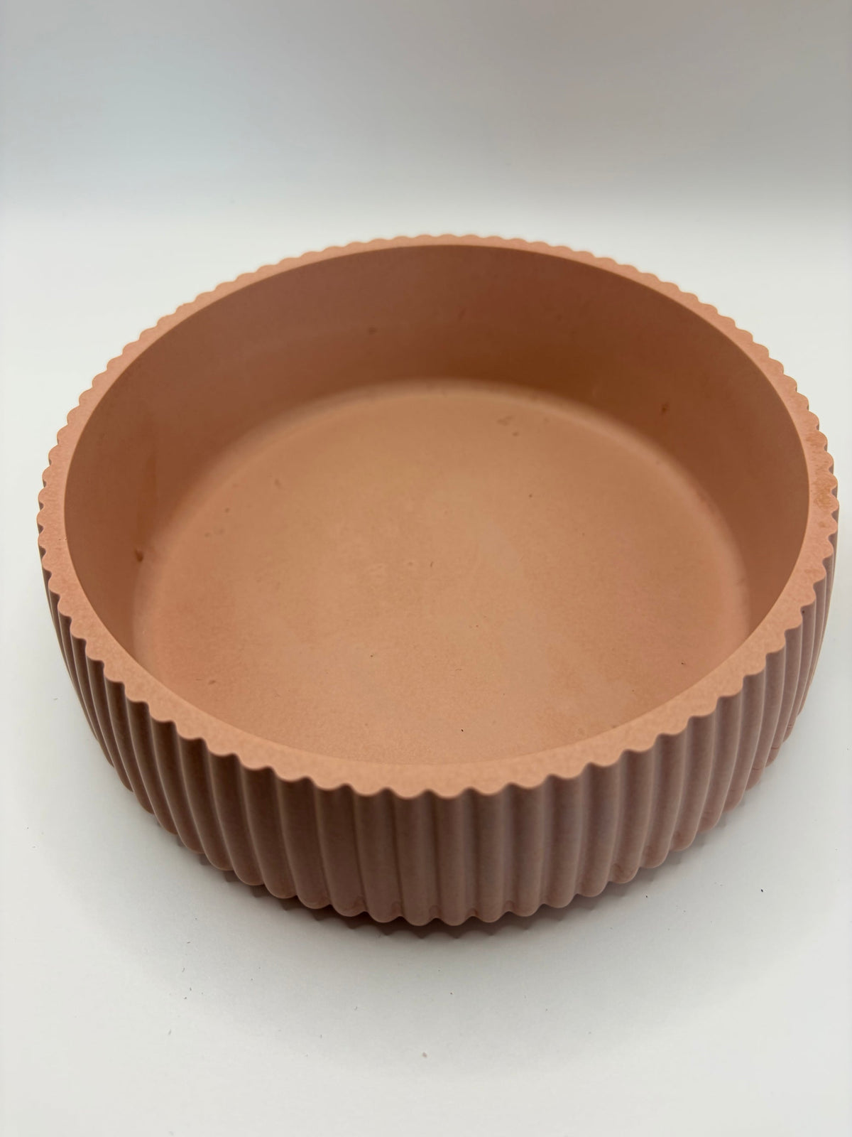 Dusky Pink Jesmonite Fluted Statement Piece Ribbed Bowl – alternate angle, Croft & Cleo