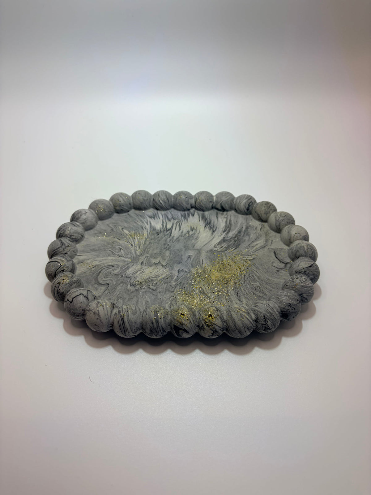 Jesmonite Oval Tray with Gold Detail Trinket Dish – styled lifestyle photo, Croft & Cleo