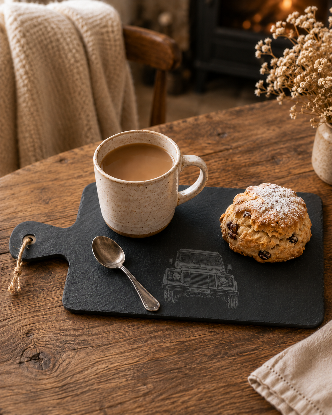 Land Rover Defender Engraved Portrait Slate Serving Tray, Croft & Cleo