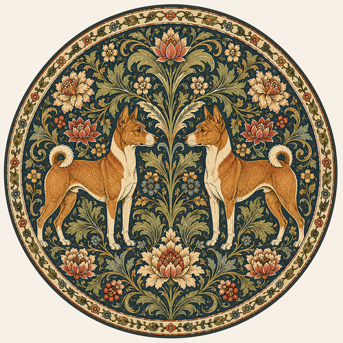 Basenji Dog William Morris Style Jesmonite Coasters, Highland Farmhouse Gift, Croft & Cleo