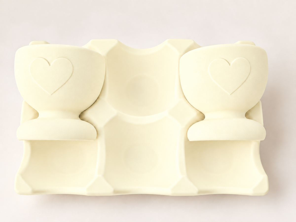 Egg Holder & Egg Cup Set, Scalloped Handmade Jesmonite, Kitchen Countertop Decor