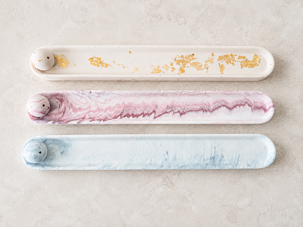 Jesmonite Marble Incense Holder & Incense Gift Set – size and scale reference, Croft & Cleo