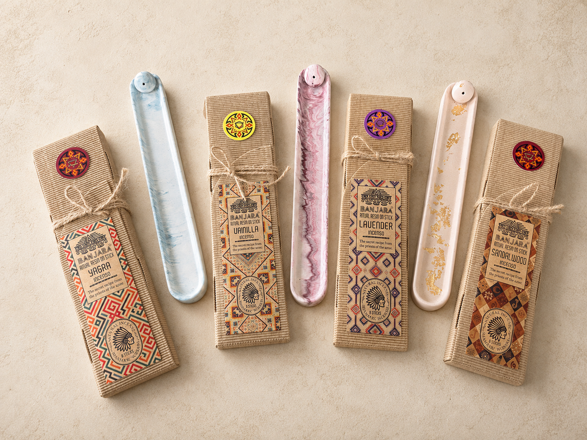 Incense Holder & Incense gift set — jesmonite marble, choose your colour & scent, Croft & Cleo