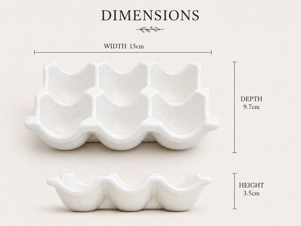 Scalloped Handmade Jesmonite Egg Holder for 6 Eggs – alternate angle, Croft & Cleo