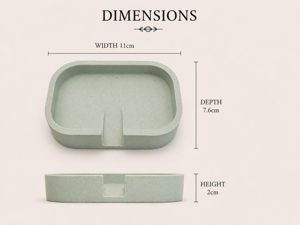Self-Draining Concrete-Style Jesmonite Soap Dish – shown with matching pieces, Croft & Cleo