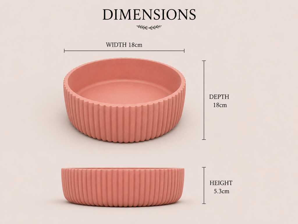 Dusky Pink Jesmonite Fluted Statement Piece Ribbed Bowl – alternate angle, Croft & Cleo