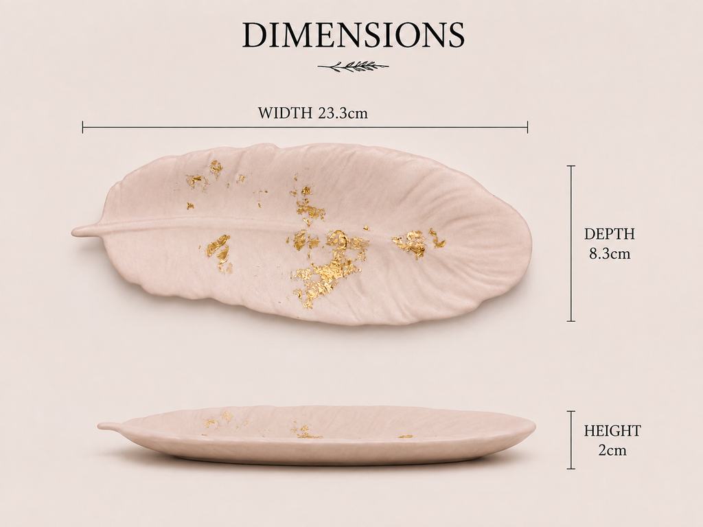 Jesmonite Marble & Gold Leaf Feather Ornament – alternate angle, Croft & Cleo