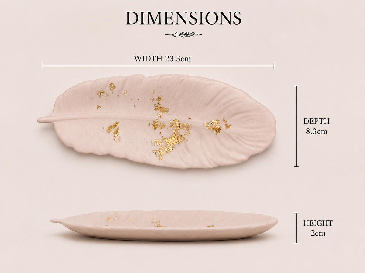 Jesmonite Marble & Gold Leaf Feather Ornament – alternate angle, Croft & Cleo