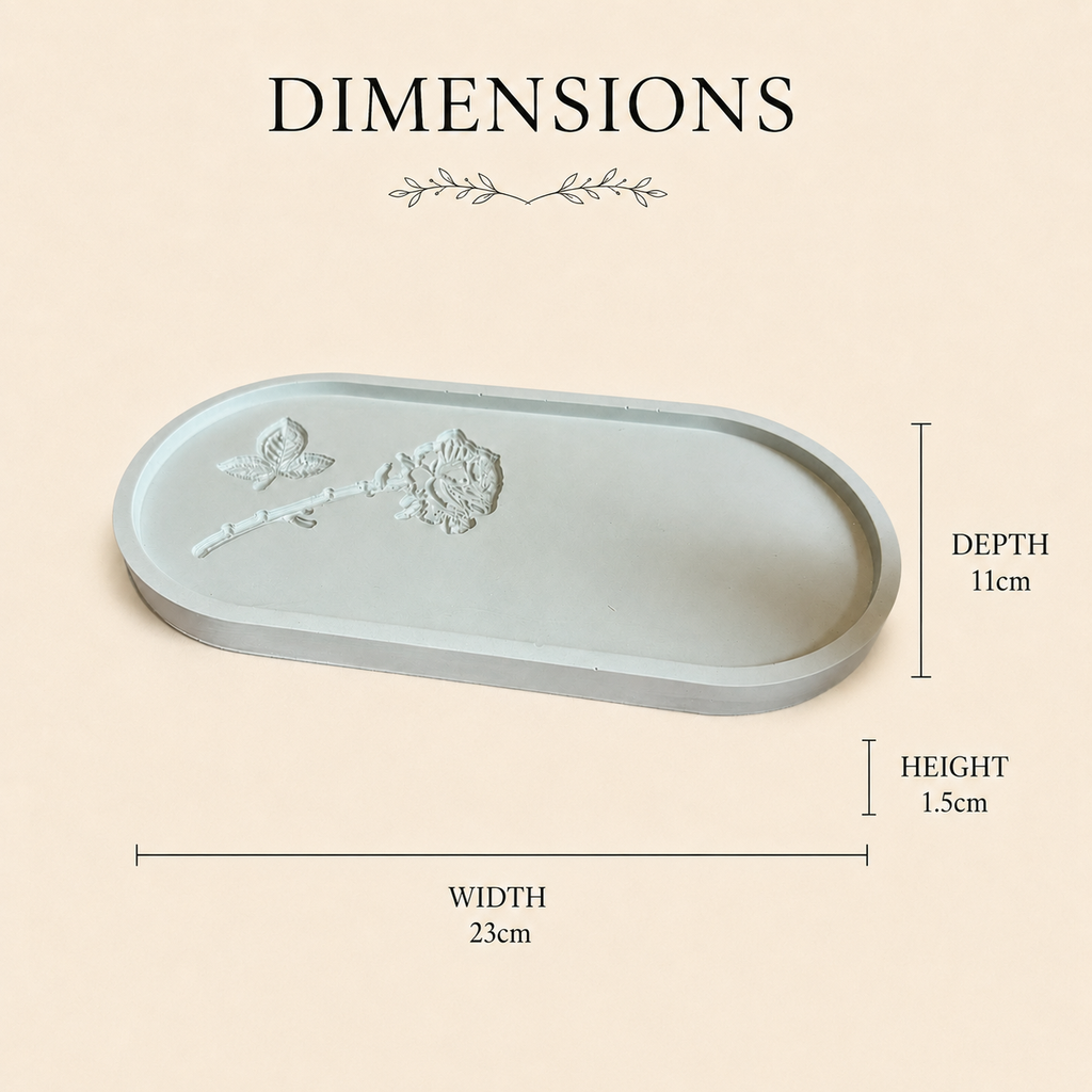 Engraved Rose Sage Jesmonite Oval Trinket Dish – dimensions: 23cm x 11cm, 1.5cm depth, Croft & Cleo