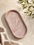 Handmade merlot marble Jesmonite oval tray — alternate angle, Croft & Cleo