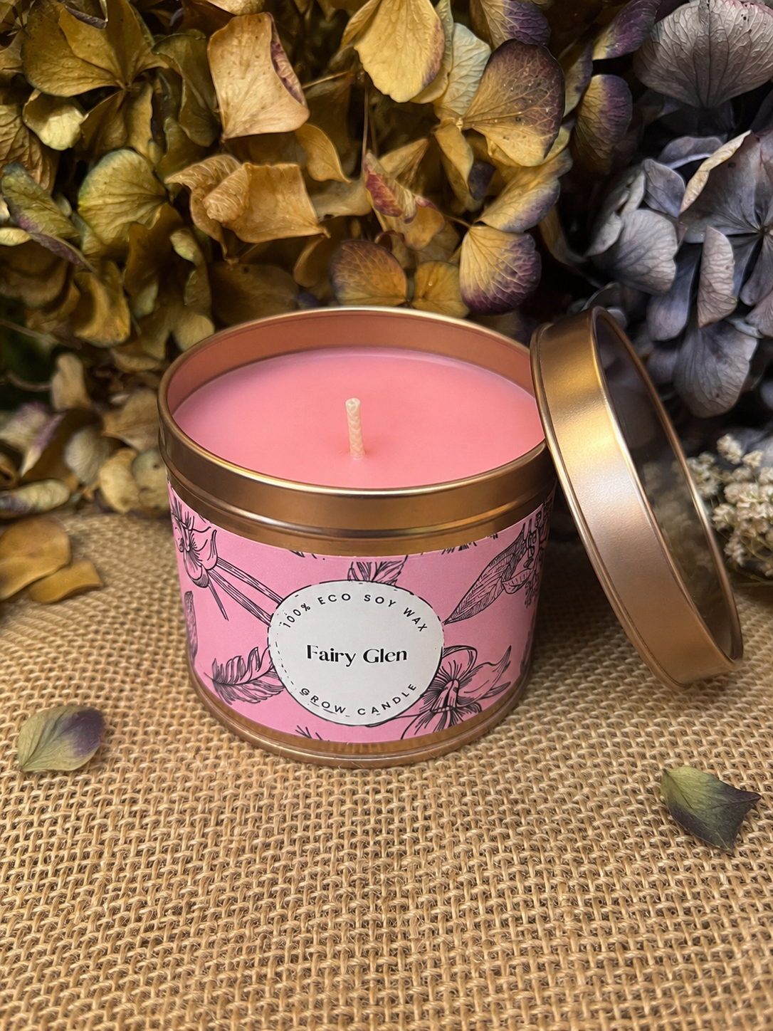 Fairy Glen soy candle — styled shot, Croft & Cleo