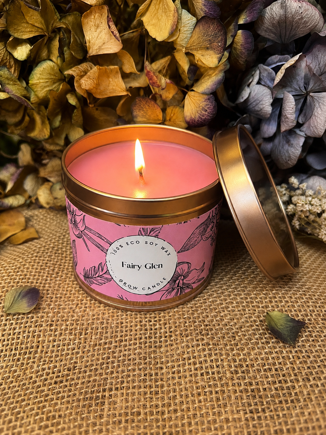 Fairy Glen soy candle — Vanilla Floral Highland scent, full product shot, Croft & Cleo