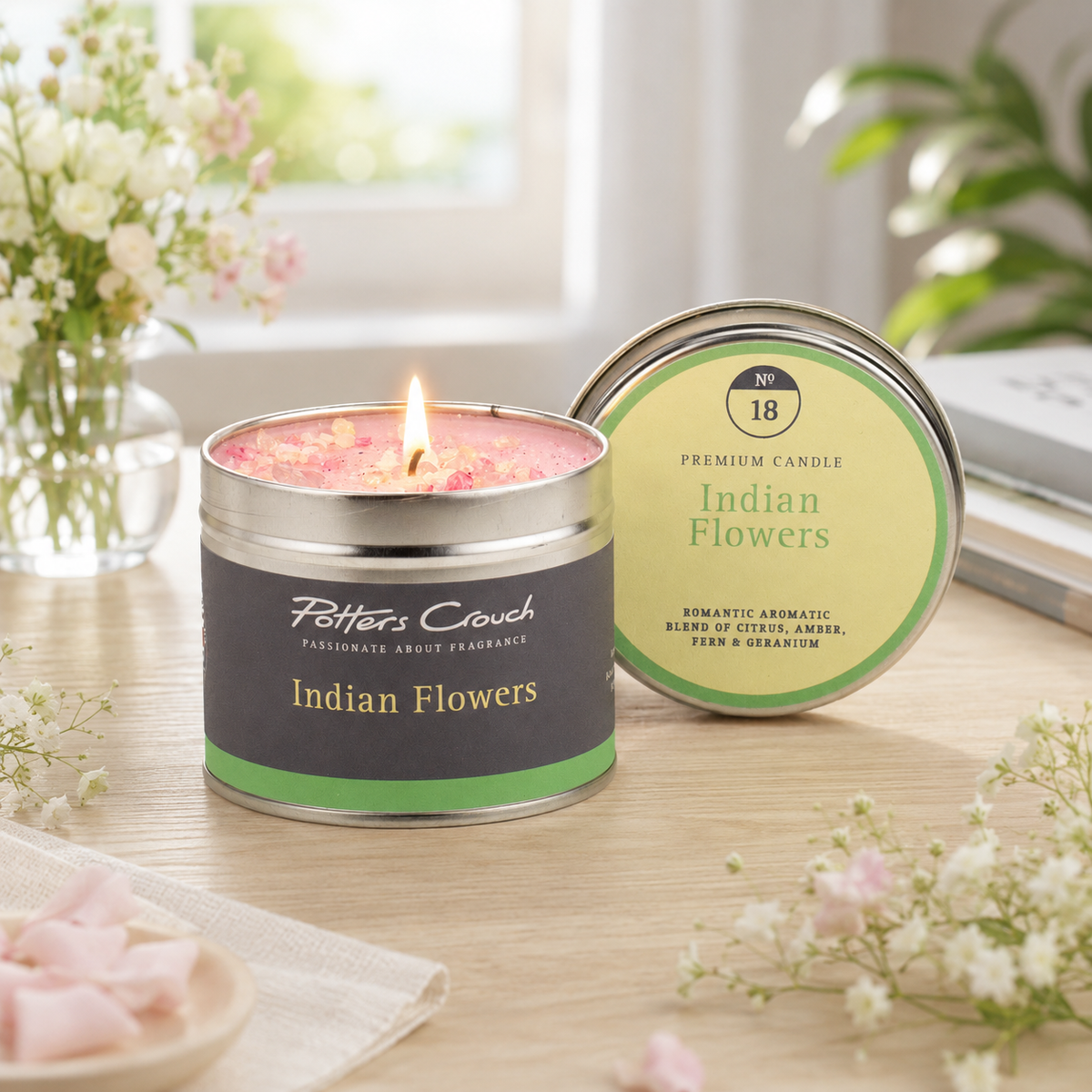 Indian Flowers candle — alternate angle, Croft & Cleo