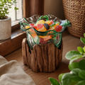 Artisan recycled glass bowl lifestyle shot — on a wooden surface in a warm interior, Croft & Cleo
