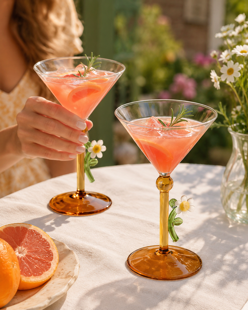 Daisy Stem cocktail glass — full product shot, Croft & Cleo