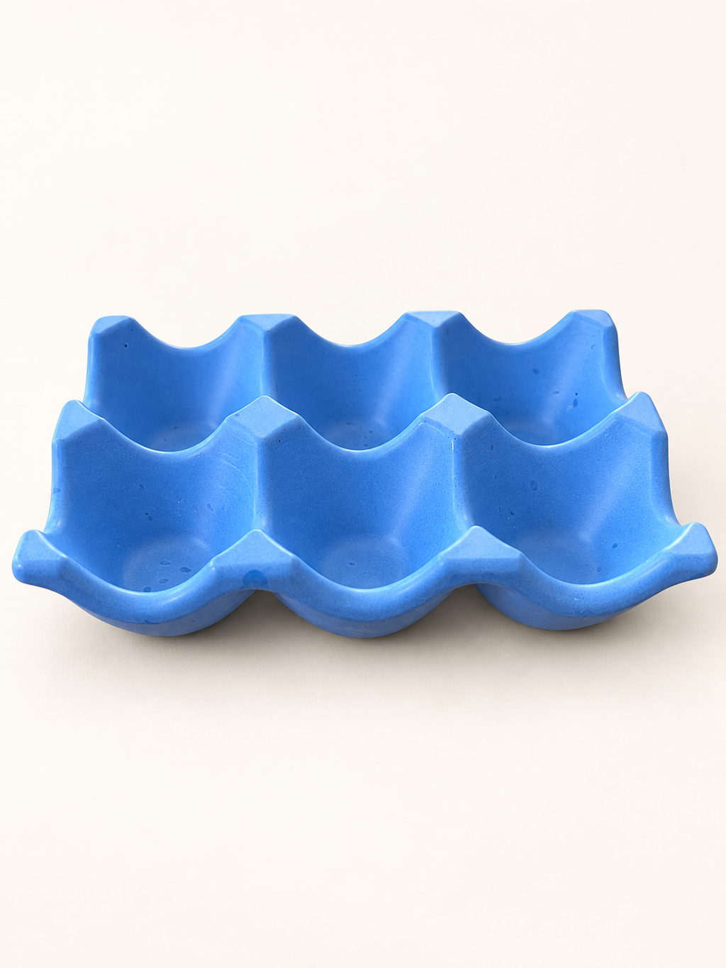 Egg Holder for 6 Eggs, Scalloped Handmade Jesmonite, Kitchen Countertop Decor