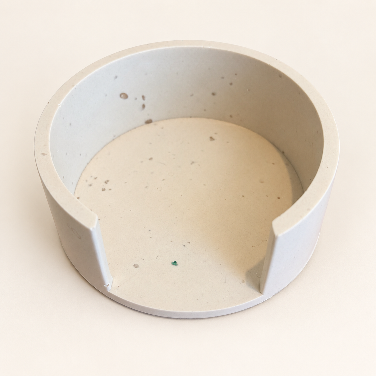 Round Jesmonite Coaster Set with Sage Green Holder, Neutral Handmade Home Decor