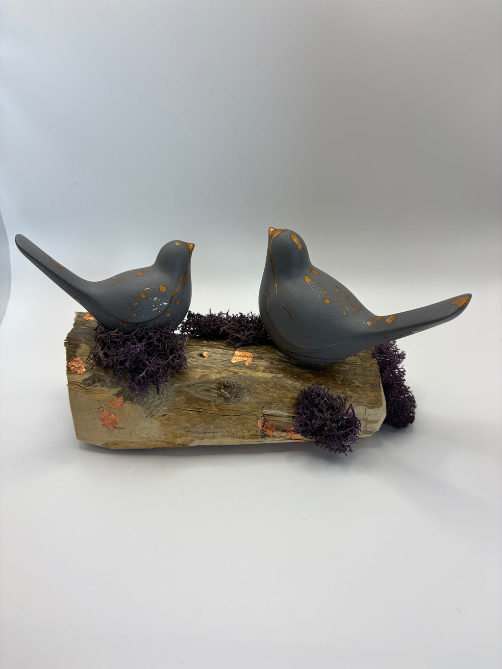 Copper-Leafed Jesmonite on Driftwood Bird Sculpture – alternate angle, Croft & Cleo