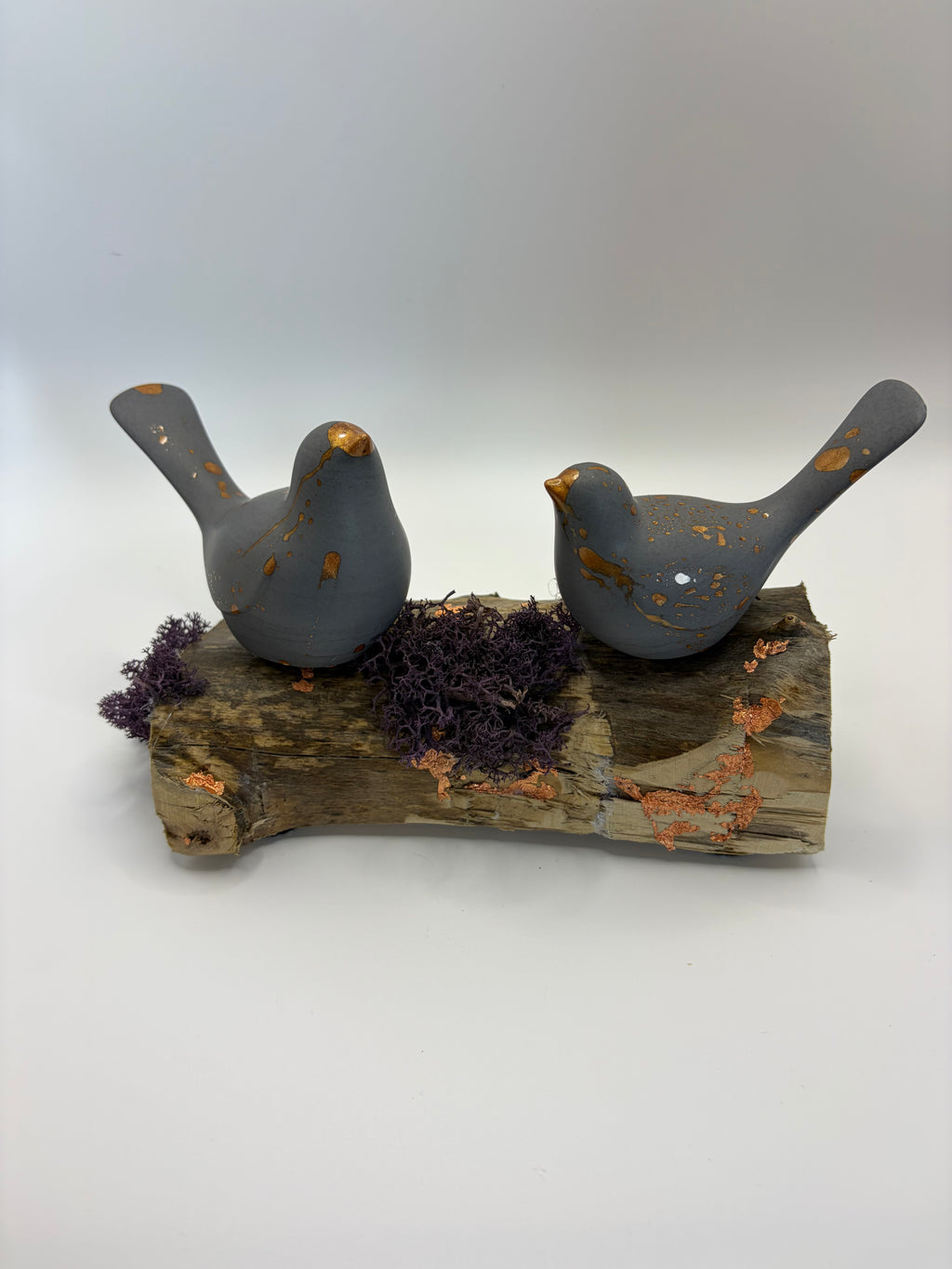 Copper-Leafed Jesmonite on Driftwood Bird Sculpture – styled lifestyle photo, Croft & Cleo