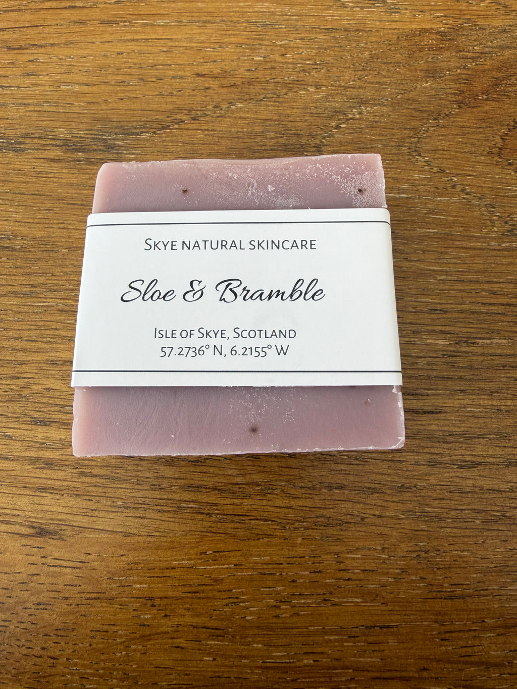 Sloe and bramble soap shown cut and unwrapped — rich purple-toned natural bar, Croft & Cleo