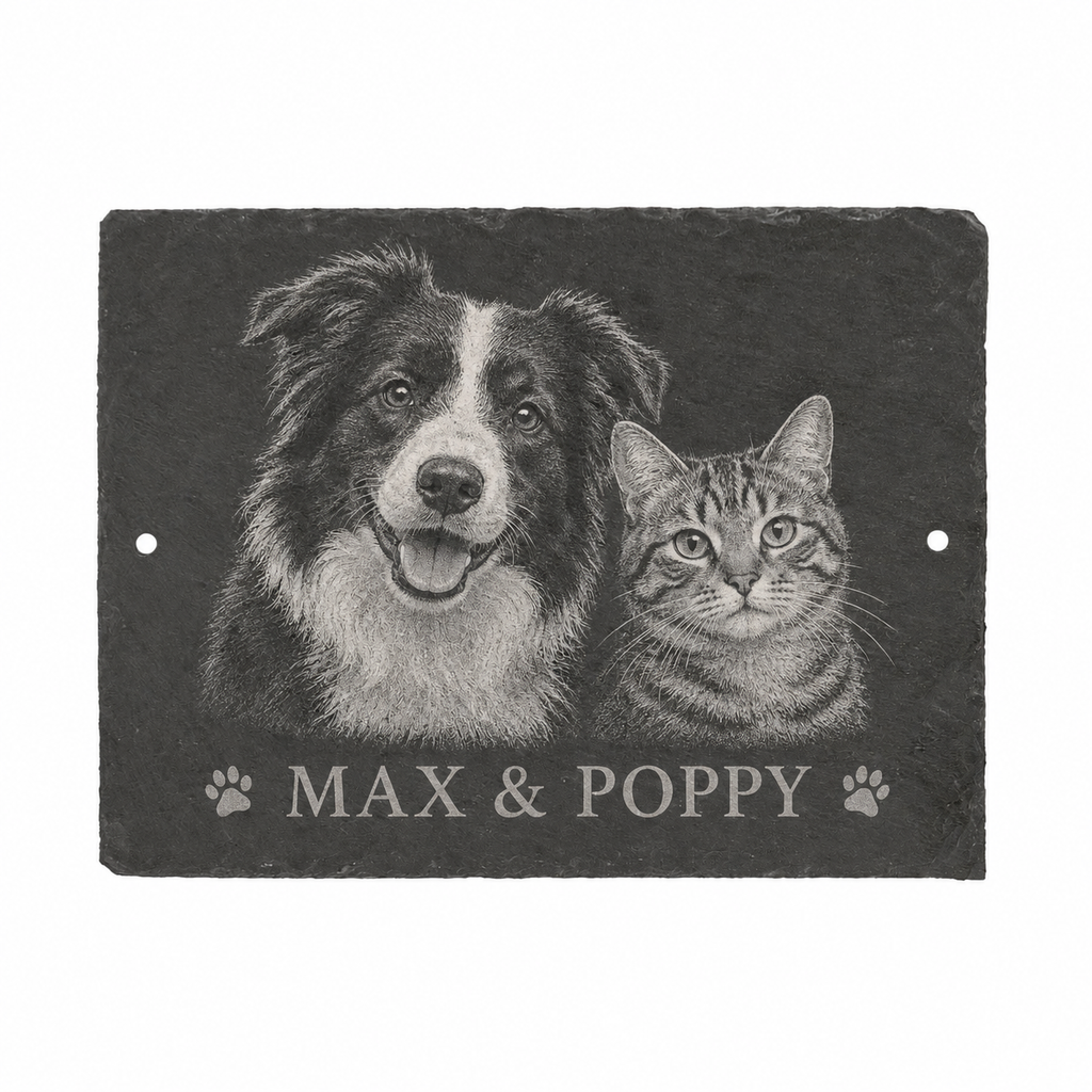 Personalised Slate House Sign or Wall Plaque, 20 x 15cm, Engraved Custom Address Sign, Housewarming Gift