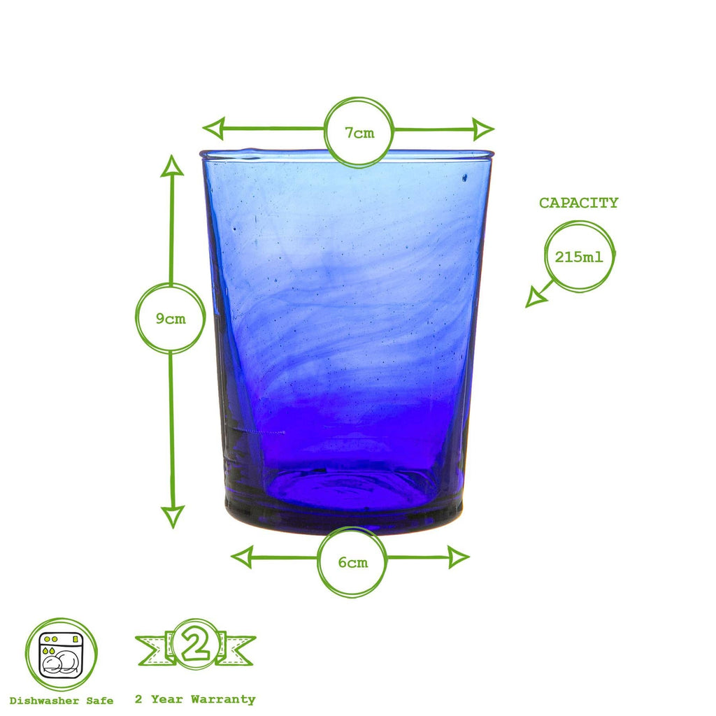 Meknes recycled tumbler glass, 215ml, Moroccan-style, Croft & Cleo