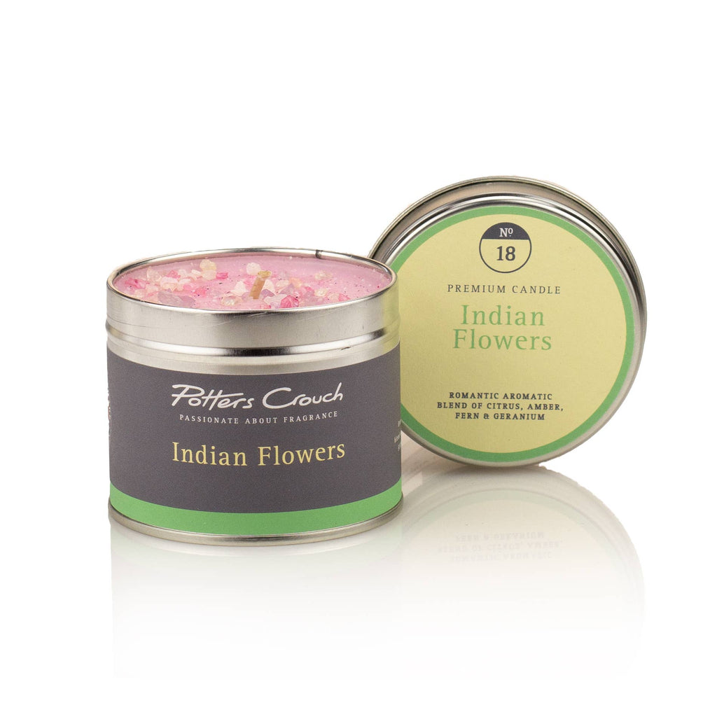 Indian Flowers candle with citrus amber fern and geranium — warm elegant vessel, Croft & Cleo