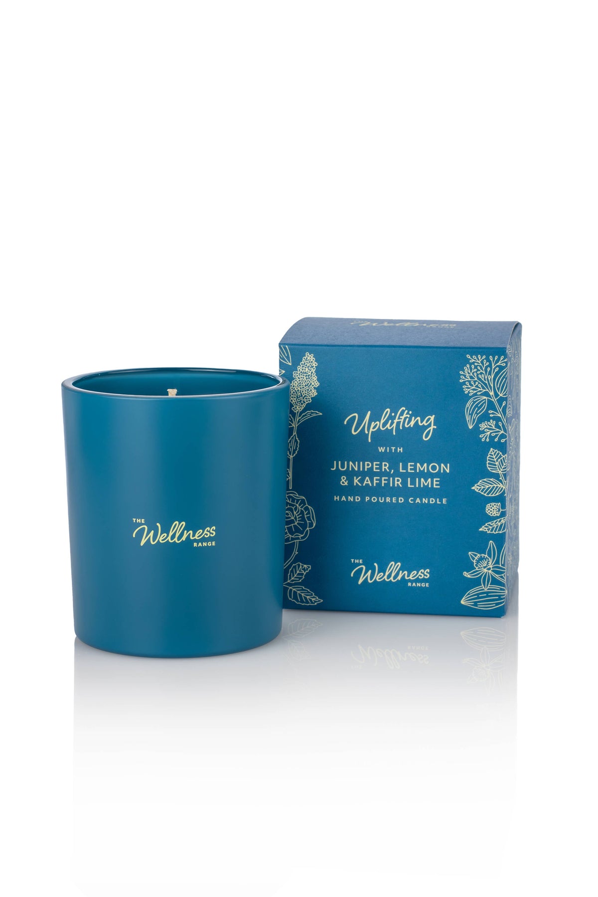 Uplifting wellness glass candle with juniper lemon and kaffir lime — bright energising vessel, Croft & Cleo