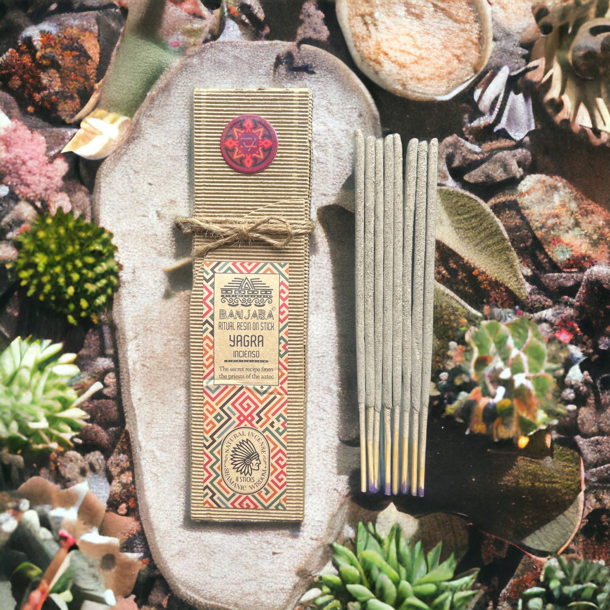 Hand-rolled resin incense sticks in natural botanicals — Sandalwood Lavender Vanilla and Yagra, Croft & Cleo
