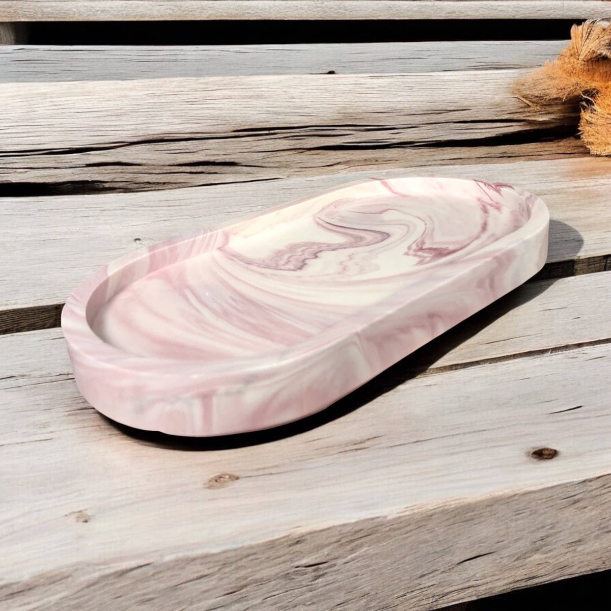 Merlot marble Jesmonite tray used in hallway holding keys and small objects, Croft & Cleo