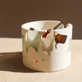 Sea glass decorative pot, White