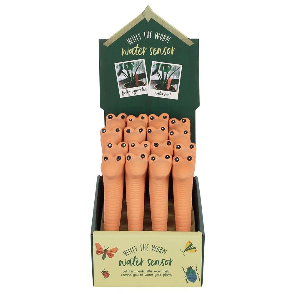 Garden worm terracotta plant moisture sensor — changes colour when watering is needed, Croft & Cleo