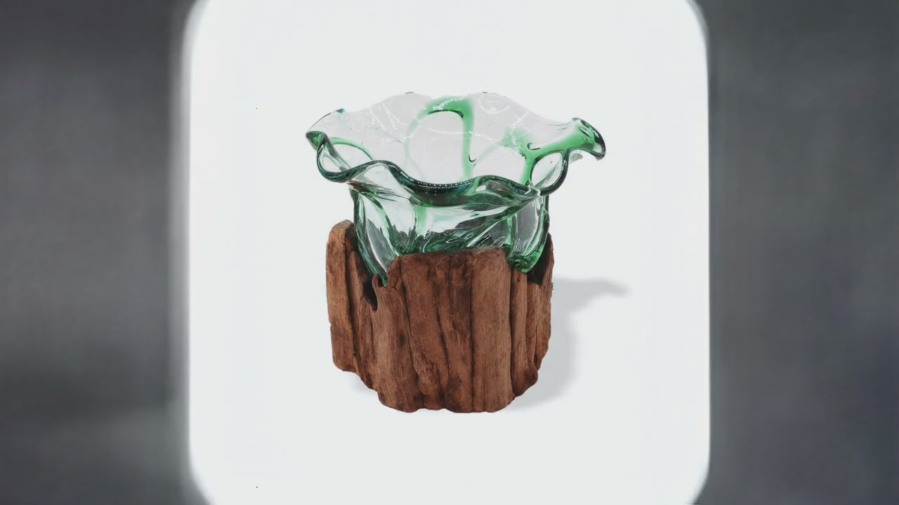 Glass Bowl, Artisan Recycled Handmade, Sustainable Statement Piece