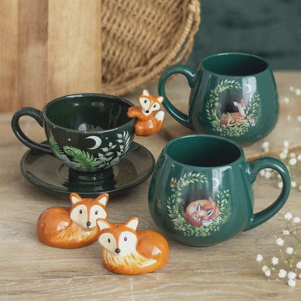Salt and Pepper Shakers, Fox Design Ceramic, Woodland Kitchen Gift