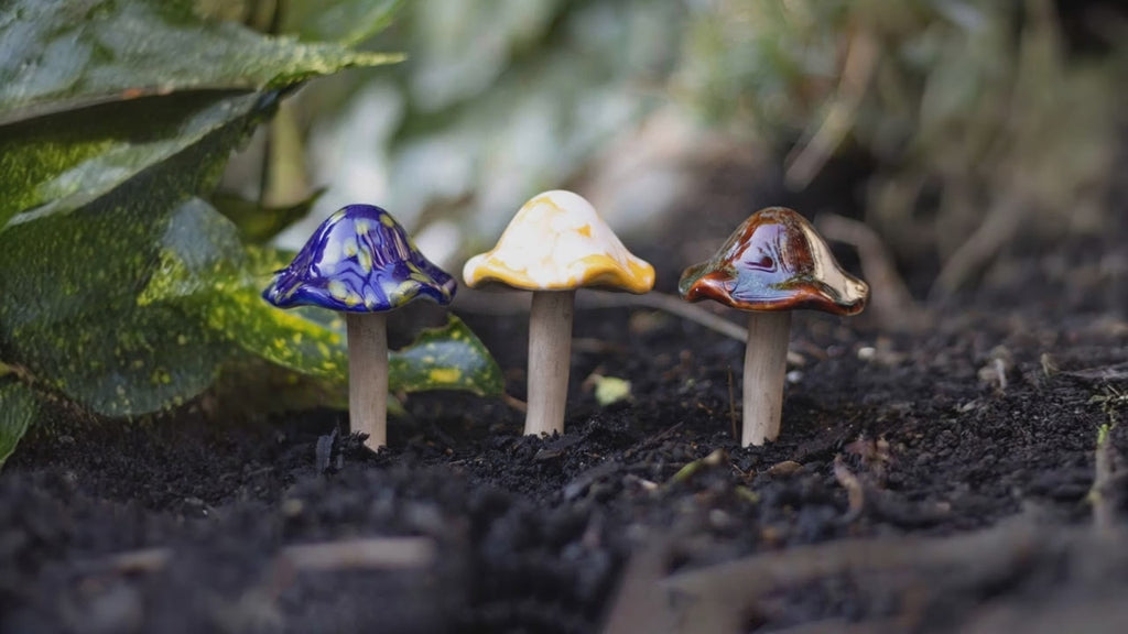 Mushroom Ornament, Woodland Cottagecore Glazed Ceramic, Fairycore Shelf Decor