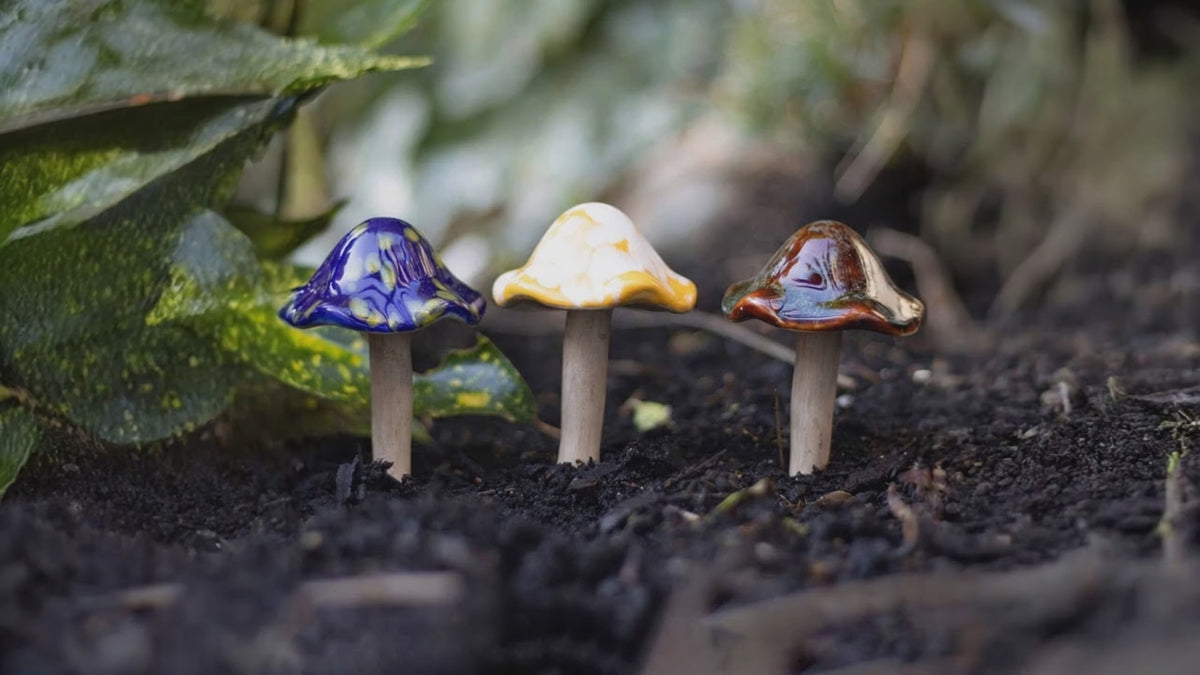 Mushroom Ornament, Woodland Cottagecore Glazed Ceramic, Fairycore Shelf Decor